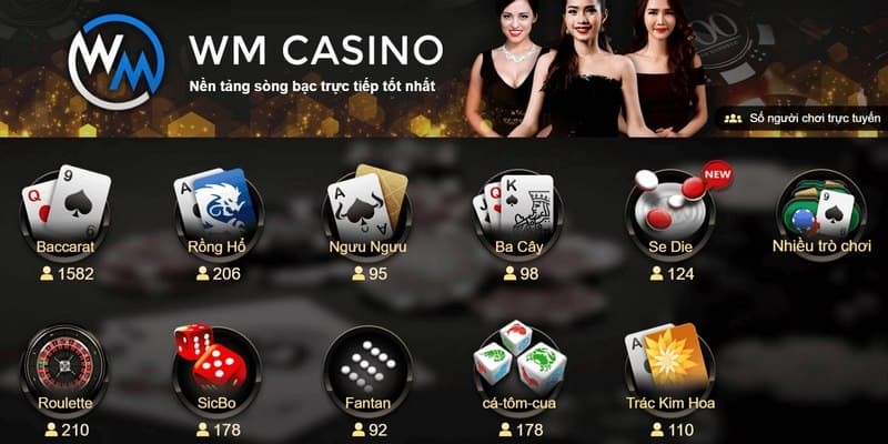 Nhiều game bài hấp dẫn có tại Casino WM như Baccarat